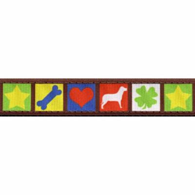 Country Brook Design® 3/4 Inch Dog Blocks Ribbon Dog Leash - 4 Foot