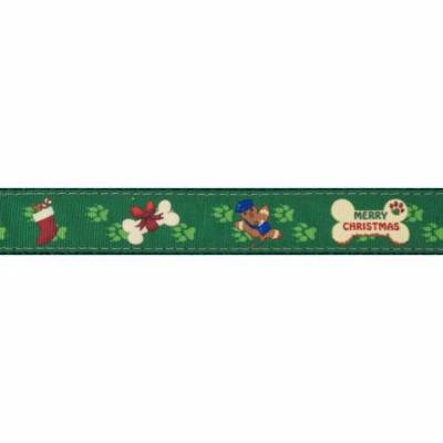 Country Brook Design® 3/4 Inch Doggy Christmas Ribbon Dog Leash - 4 Foot