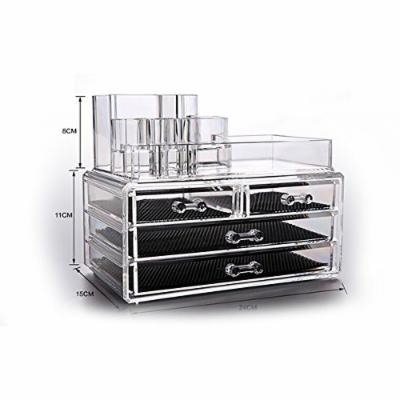 Pixnor Big Capacity Acrylic Makeup Cosmetics Jewelry Display Boxes Case Rack Organizer