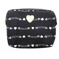 Betsey Johnson Tower Cosmetic Bag (Black Banner Logo/White Heart Emblem)