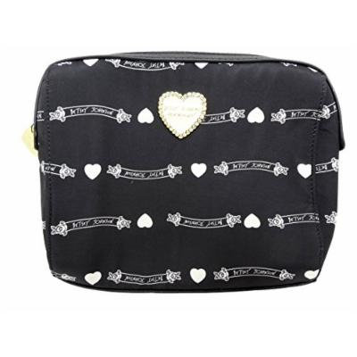 Betsey Johnson Tower Cosmetic Bag (Black Banner Logo/White Heart Emblem)