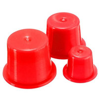 SODIAL(R) 100 x Small Red PE Tattoo Ink Cups Caps Holder Pigment Supplies