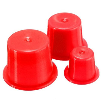 SODIAL(R) 100 x Small Red PE Tattoo Ink Cups Caps Holder Pigment Supplies
