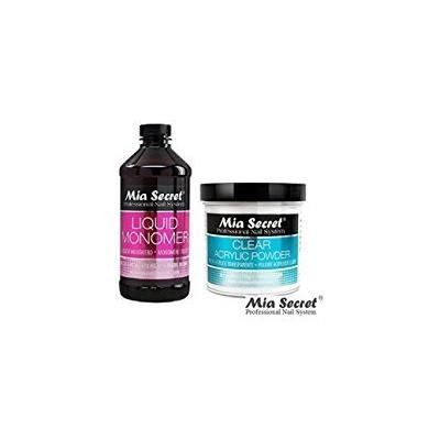 Mia Secret Acrylic Nail Powder + Liquid Monomer FREE Temporary Tattoo! (8oz monomer+4oz powder, CLEAR)