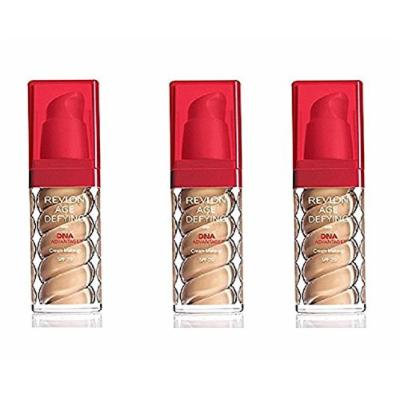 Revlon Age Defying Foundation with DNA Advantage, Golden Tan, 1 Fl Oz (3 Pack) + Makeup Blender