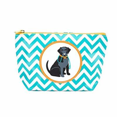 Two's Company Dog Image Cosmetic Bag (Blue-Labador)