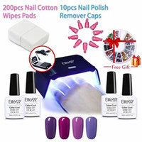 Elite99 One Step Nail Polish, 3-in-1 Alcohol Removable Nail Gel Polish Set, USB LED Nail Lamp, Nail Cotton Wipe Pads, Nail Polish Remover,Rhinestones Wheel as Gift C003