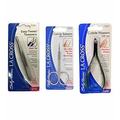Sally Hansen LA Cross Cuticle Scissors 72823 + Easy-Tweez Slant Tip Tweezers 71817 + Cuticle Nippers 75883 + FREE Scunci Black Roller Pins, 18 Pcs