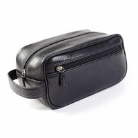 Leatherology Small Shave Toiletry Bag - Italian Leather - Ebony (black)