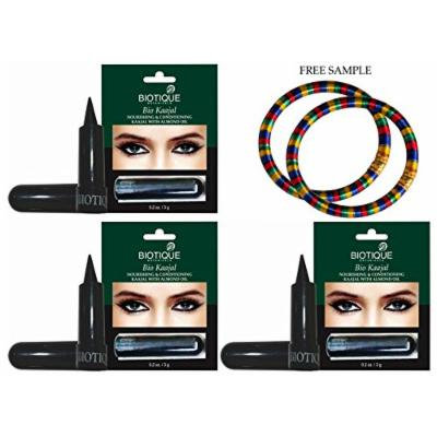 Biotique Kaajal Nourishing & Conditioning Eye Liner With Almond Oil-3g - (Pack of 3) -