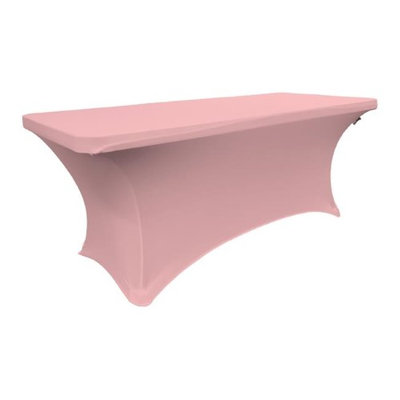 LA Linen TCSpandex96x30x30-PinkLightX37 Rectangular Spandex Tablecloth Light Pink - 96 x 30 x 30 in.