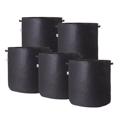 Hydro Crunch 19 in. x 19 in. 25 gal. Breathable Fabric Pot Bags with Handles Black Felt Grow Pot (5-Pack)