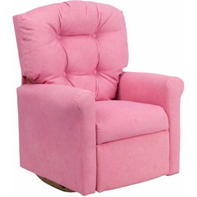 Kids Pink Microfiber Rocker Recliner