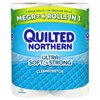 Quilted Northern Ultra Soft & Strong With Cleanstretch Toilet Paper - 6 Mega Rolls