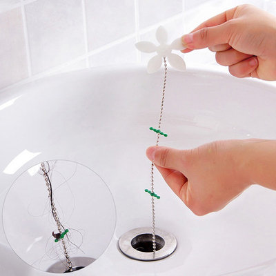 2pcs Shower Chain Hair Cleaner Wig Kitchen Sink Filter Drain Hair Catcher