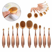 10pc toothbrush Cosmetic Makeup Brushes Set Foundation kit Brush Tool Rose Gold MZ