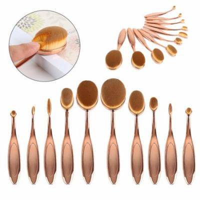 10pc toothbrush Cosmetic Makeup Brushes Set Foundation kit Brush Tool Rose Gold MZ