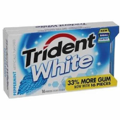 Trident White Peppermint Sugar Free Gum , 16 CT (Pack of 9)