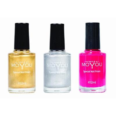 MoYou Nails Stamping Nail Polish Pack of 3: Gold, Silver and Red Torch Colours used for Stamping Nail Art to Create Beautiful Shinny and Fashionable Nails Sourced Directly from the Manufacturer