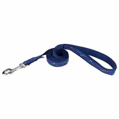 Country Brook Design®1 Inch Rainbow Paws and Bones Ribbon on Navy Blue Dog Leash Limited Edition - 2 Foot