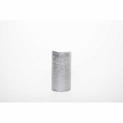 Theamazingflamelesscandle Metallic Collection Flameless Pillar Candle, 6 H x 3 W x 3 D, Silver