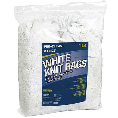 Pro-Clean Basics White Recycled T-Shirt Cloth Rags: 1 lb. Bag