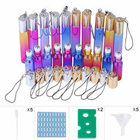 20 Pcs Assorted Size Glass Essential Oil Roller Bottles Rainbow Color Emulsion Perfume Container with Stainless Steel Balls to Roll on and Golden Silver Hanging Lids