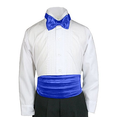 Unotux 23 Color 2pc Boys Satin Cummerbund and Bow Tie Sets from Baby to Teen (S-XL:(0-24 months), Royal Blue)