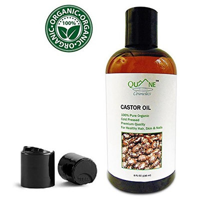 QUANE COSMETICS Organic Castor Oil | Grow Hair Long and Thick Faster | Cold Pressed , Hexane Free , 100% Pure for Soft, Moisturized Skin & Hair 8 fl oz