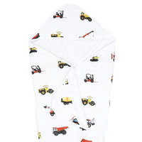 100% Organic Muslin Hooded Bath Towel by ADDISON BELLE - Perfect For Baby & Toddler - Extra Big 33 inches x 33 inches - Premium Terry Cloth Interior - Best Baby Shower Gift (Construction Trucks)