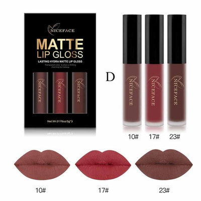 3Pcs Matte Lipstick Fashion Long Lasting Display Waterproof Liquid Lipstick Cosmetic Sexy Lip Gloss Kit by Staron