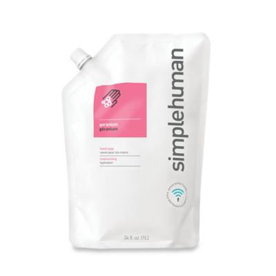 simplehuman Moisturizing Liquid Hand Soap 34 oz. Refill Pouch in Geranium