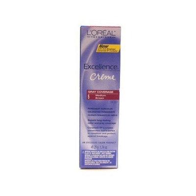 L'Oreal Excellence Creme Color # 5 Medium Brown 1.74 oz. (3-Pack) with Free Nail File