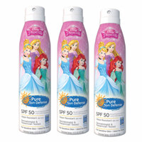 Disney Princess, Pure Sun Defense, SPF 50, For Sensitive Skin, Broad Spectrum, 6 oz (3 Pack) + Scunci Black Roller Pins, 18 Pcs