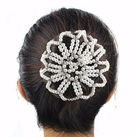 5 Pcs Girl Pearl Crochet Hair Snood Net Elastic Crochet Hair Net Ballet Dance Skating Bun Cover Hairnet