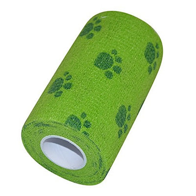 SUKRAGRAHA Dog Foot Step First Aid Tape Self Adherent Cohesive Wrap Bandages 3 inch 5 Yards Green