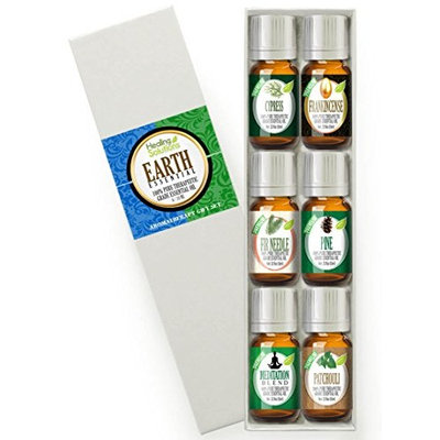 Essential Earth Set 100% Pure, Best Therapeutic Grade Essential Oil Kit - 6/10mL (Cypress, Frankincense, Fir Needle, Pine, Meditation, and Patchouli)