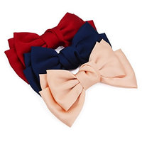 STHUAHE 3PCS Women Girls Hair Clips, Fashion and Lovely Double-Deck Chiffon Superlarge Bowknot Hairclips Hair Band Headband Headwear Headwrap Hair Accessories by Beautful Hair