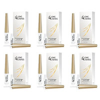 Long 4 Lashes by Oceanic Eyelash Enhancing Serum, 3 ml (Pack of 6) + FREE Travel Toothbrush, Color May Vary
