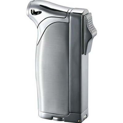 Visol Dual Satin and Polished Silver Cigar, Cigarette & Pipe Lighter