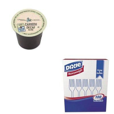 KITDXEFH207GMT6995CT - Value Kit - Green Mountain Coffee Roasters Caribou Blend Decaf Coffee K-Cups (GMT6995CT) and Dixie Plastic Cutlery (DXEFH207)
