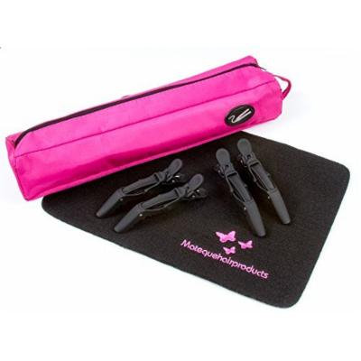 Heat Resistant PINK Hair Straighteners Storage Bag With Heatproof Mat & Clips fits GHD, Cloud Nine & More by Ion