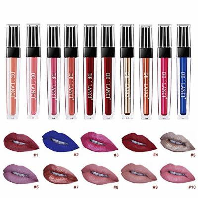 DE'LANCI 10 Color Matte Liquid Lipstick - Sexy Long Lasting Waterproof Beauty Lip Glosses Makeup kit
