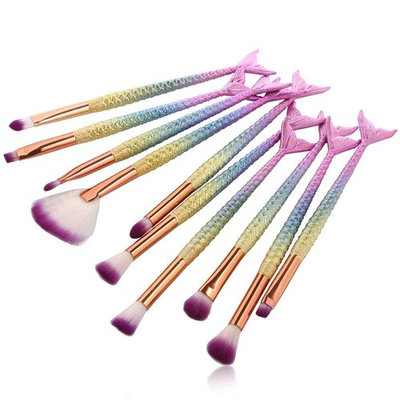 Aisikasi Mermaid Eye Makeup Brushes Set 10pcs 3D Mermaid Eye Brush Eyeshadow Eyeliner Blending Foundation Blush Lip Cosmetic Make Up Tools