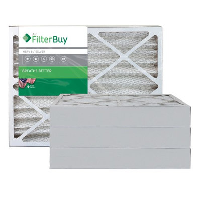 AFB Silver MERV 8 24x24x4 Pleated AC Furnace Air Filter. Filters. 100% produced in the USA. (Pack of 4)