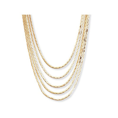 Multi-Strand Cobra-Link Waterfall Necklace in Yellow Gold Tone 30