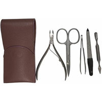 Dovo 5-Piece Stainless Steel Ladies Manicure Set in Lavender Leather Case, Made in Germany