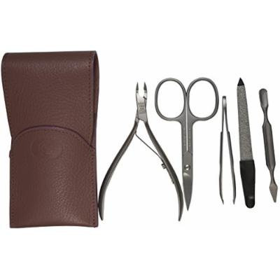 Dovo 5-Piece Stainless Steel Ladies Manicure Set in Lavender Leather Case, Made in Germany