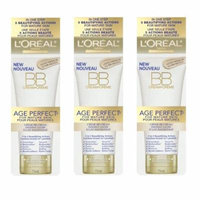 LOreal Paris Age Perfect BB Cream Instant Radiance, 2.5 Ounce - 3 Pack + Scunci Black Roller Pins, 18 Pcs