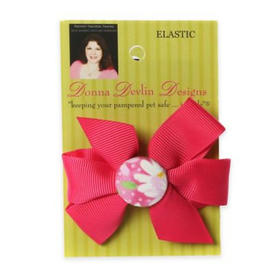 Donna Devlin Designs® Garden Party Elastic Pet Bow in Red/Pink